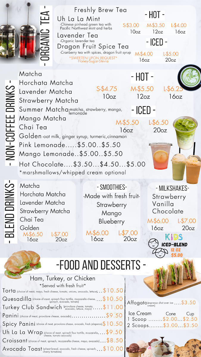 Menu Uh La La Organic Coffee And Tea-1